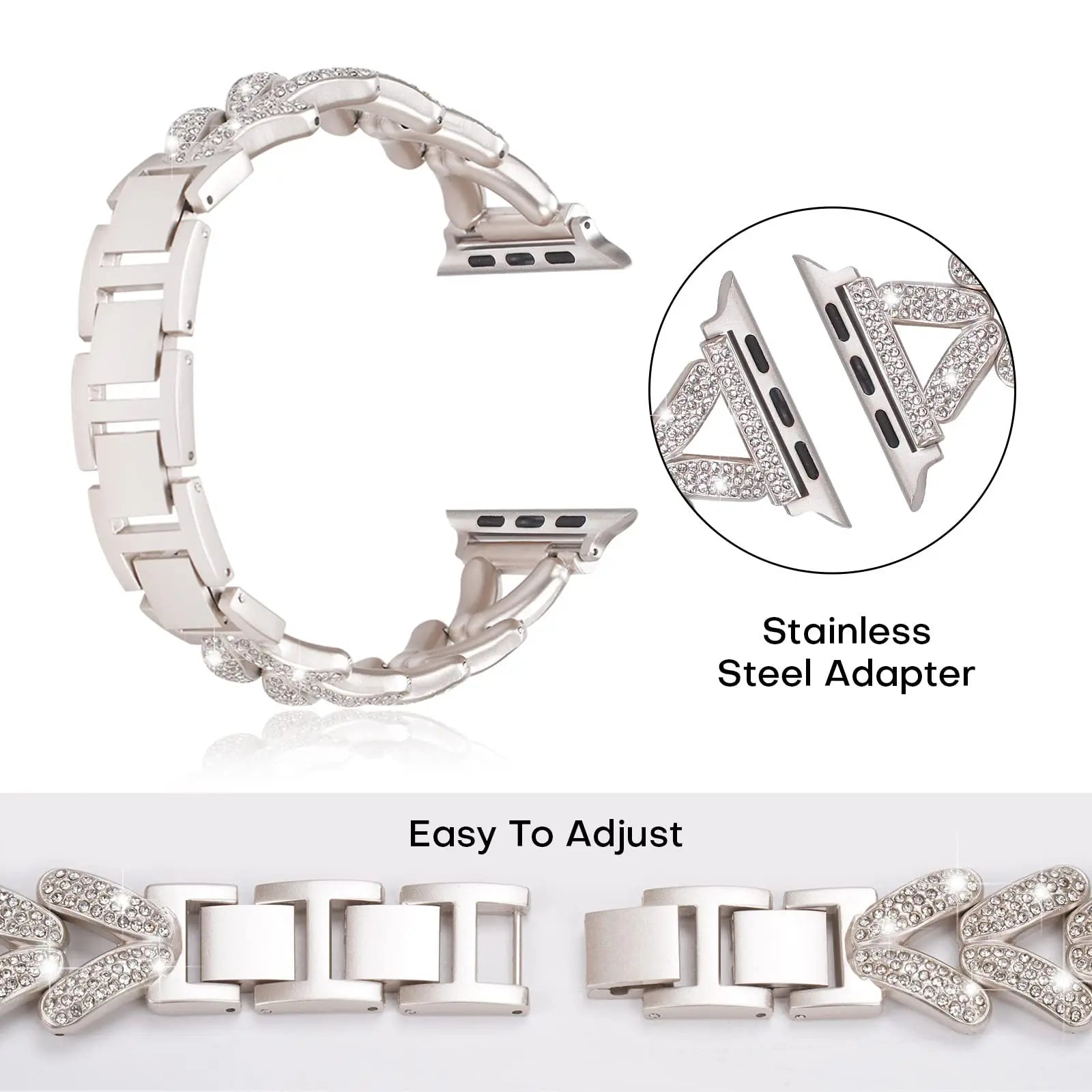 Apple Watch Stainless Steel Band - Sparkly Crystal Design