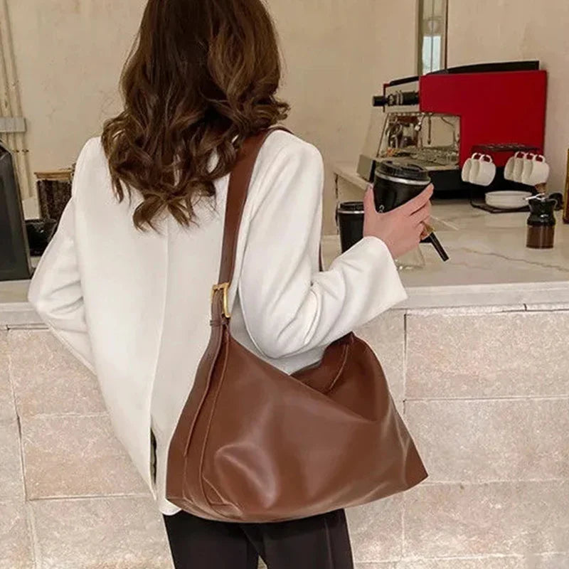 Sac à bandoulière vintage grande capacité | Sacoche souple en cuir à porter en bandoulière ou à l'épaule (Sac à main décontracté portable - Bolsa)