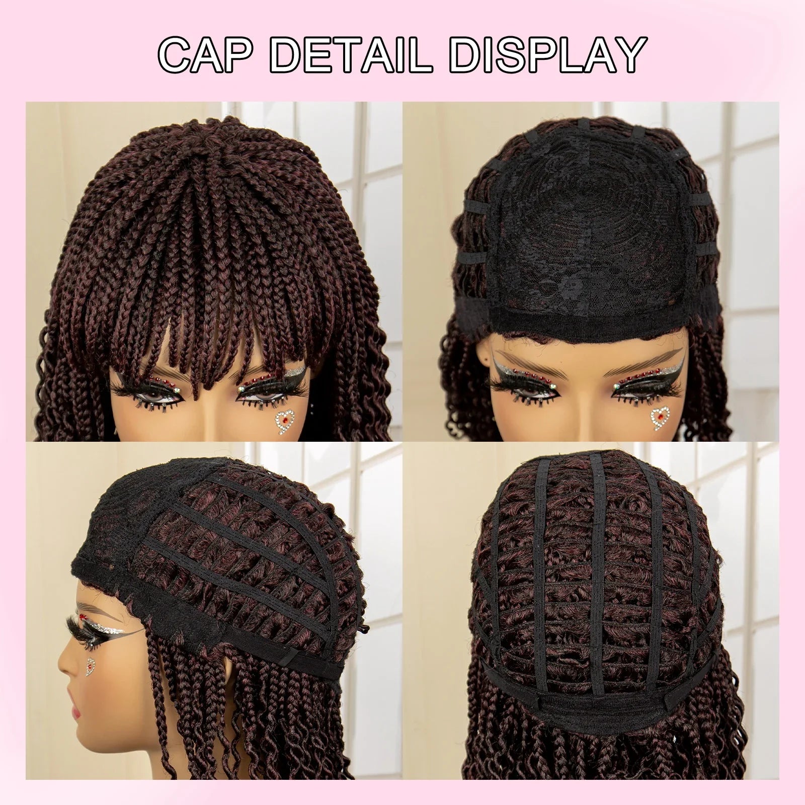Short 14" Bob Braided Wig | Curly Knotless Box Braids | Synthetic Machine Made Wig | For Black Women