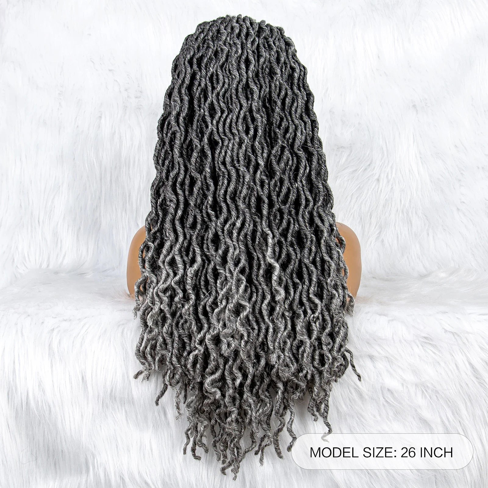 Perruque tressée sans nœuds avec pointes bouclées et cheveux de bébé | Perruque synthétique Lace Front pour femmes noires