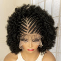 Perruque tressée afro en dentelle complète de qualité supérieure - Perruque tressée courte de 8 pouces avec tresses kinky bouclées et cheveux de bébé - Aspect naturel