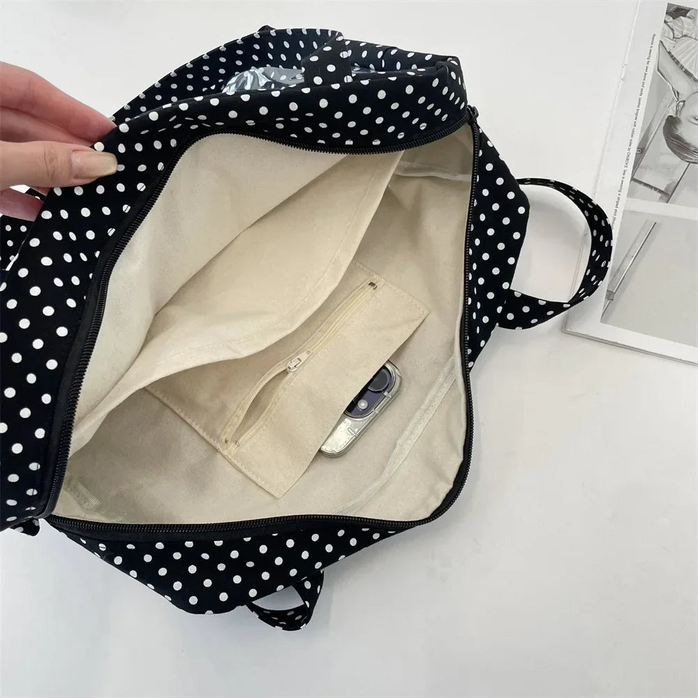Sac Ita Y2K Ulzzang pour femmes | Sac à bandoulière et fourre-tout sous le bras en toile à pois tendance (Poche transparente, Mode jeune)