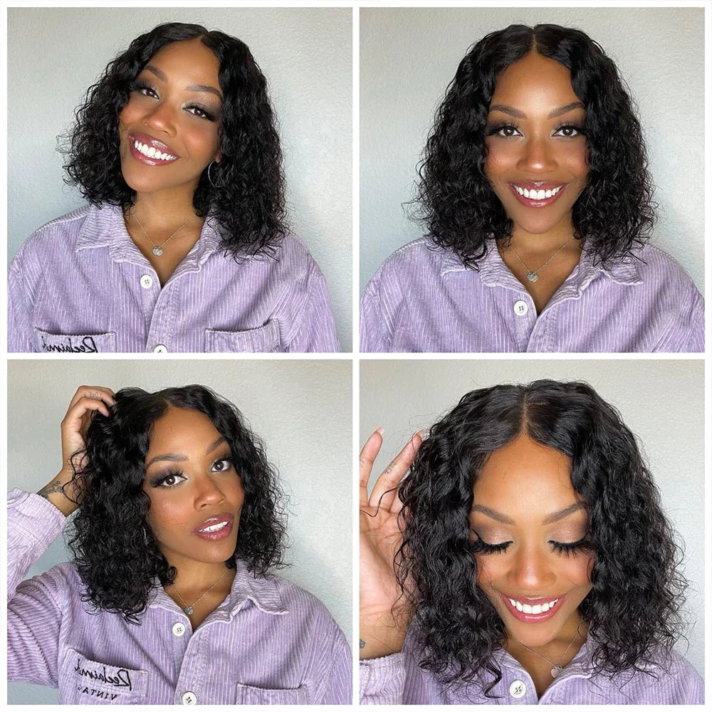 Perruque Bob Bouclée Crépue 12A | Perruque Frontale en Dentelle 13x4 Sans Colle | Cheveux Brésiliens Remy