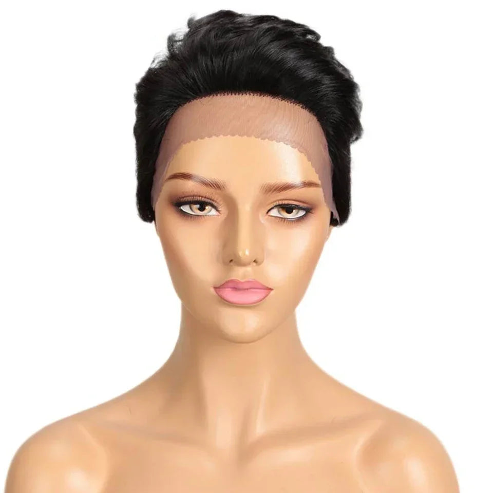 Perruque Lace Front Pixie Cut | Cheveux Humains Péruviens Courts et Raides pour Femmes Noires