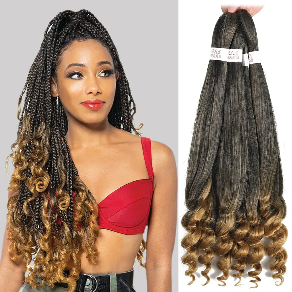 Cheveux à tresser frisés pré-étirés - Tresses au crochet noir naturel (fixation à l'eau chaude)