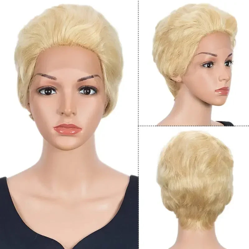 Perruque Lace Front Pixie Cut | Cheveux Humains Péruviens Courts et Raides pour Femmes Noires