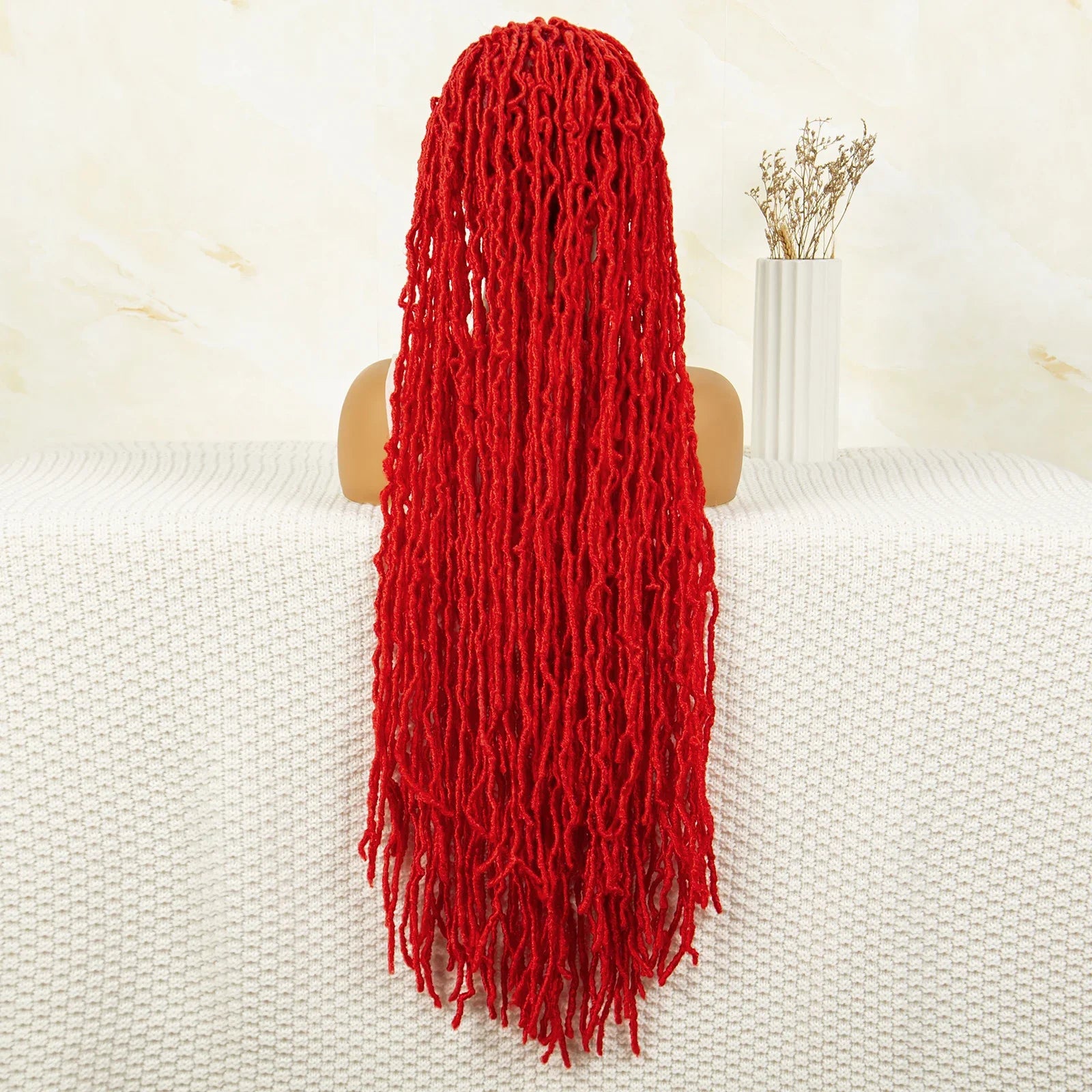 Red Box Braids Full Lace Wig | 36 Inches | Crochet Braids | Knotless | Kanekalon