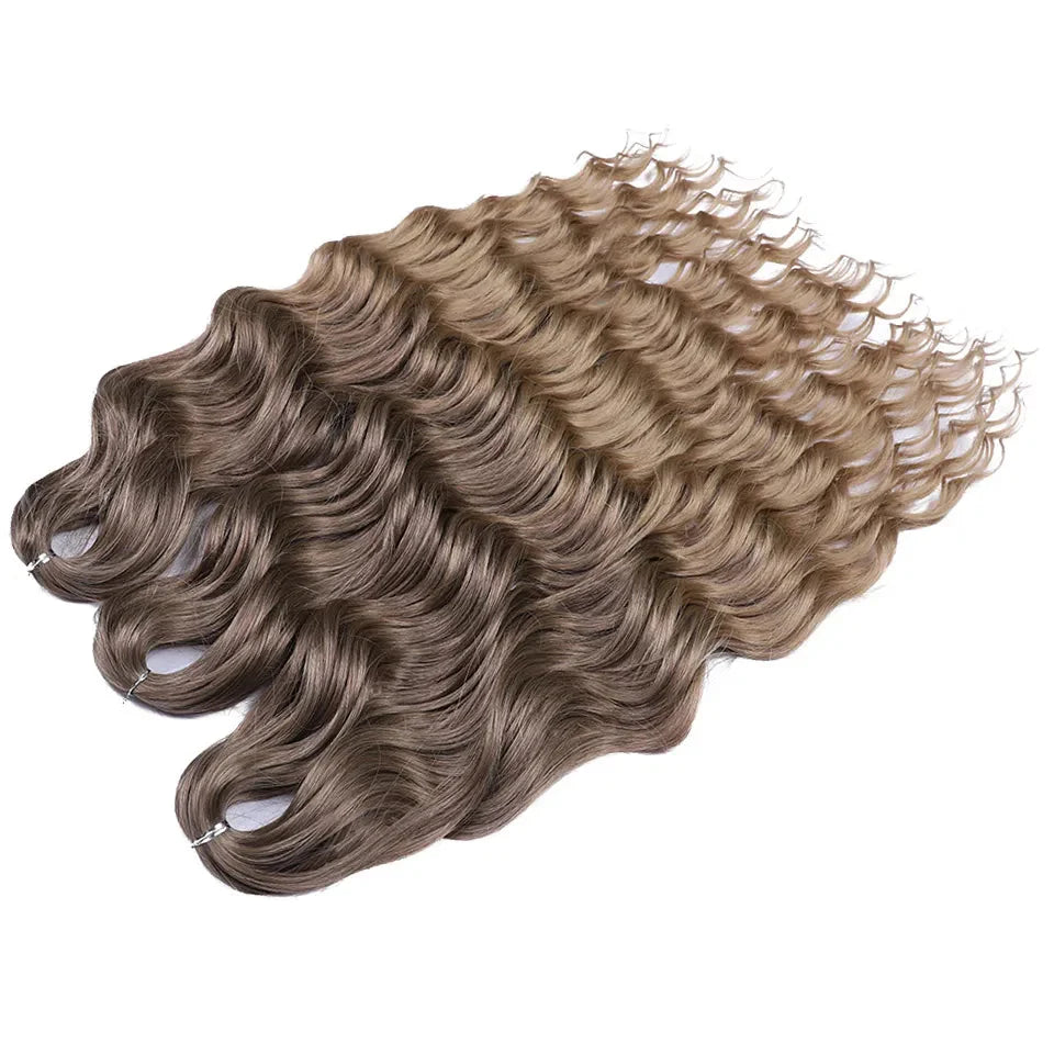 Cheveux au crochet torsadés orange de 24 pouces | Extensions de tresses synthétiques Deep Wave | Cheveux Water Wave | Fibre résistante à la chaleur | 60 mèches/paquet