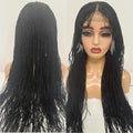 Perruque de tresses micro-torsadées de 28" | Style de tresses sénégalaises | Perruque Lace Front Transparente | Cheveux Kanekalon