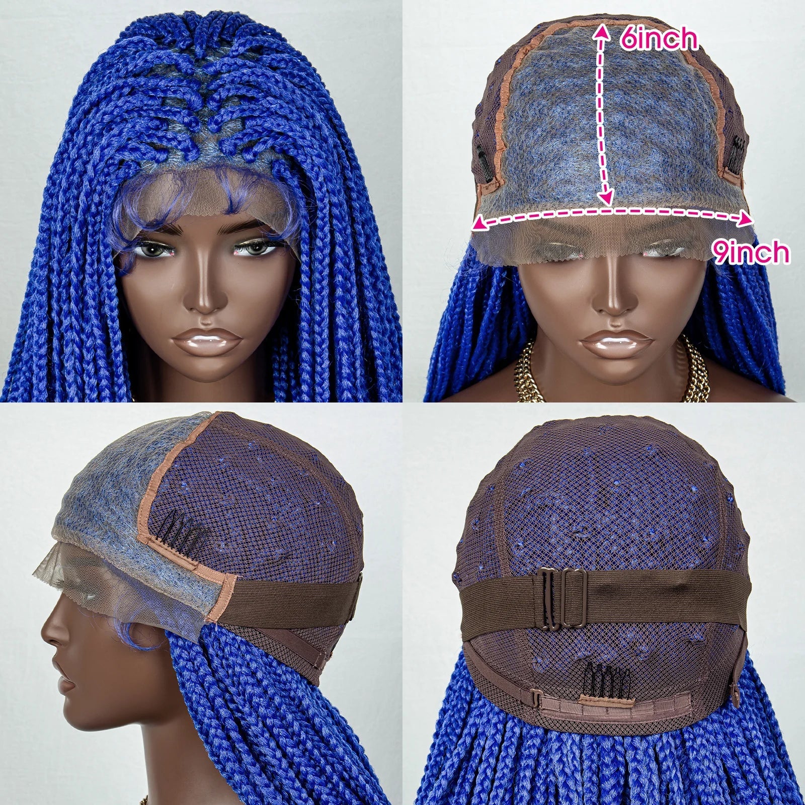 Perrue tressée Water Wave 36" | Dentelle frontale | Cheveux de bébé | Longues tresses