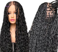 Perruque queue de cheval tresses sans nœuds bohèmes 26"+ | Dentelle complète HD | Cheveux naturels | Densité 300% | Baby Hair