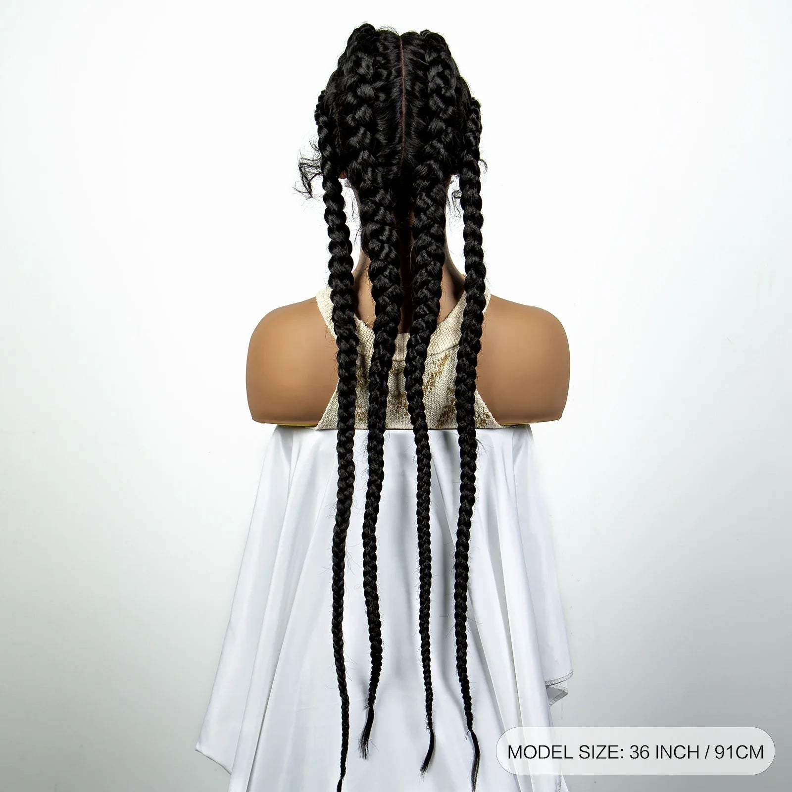 Perruque tressée de 36" 27/613 blonde cornrow | Tresses africaines frontales en dentelle | Perruque synthétique avec cheveux de bébé pour femmes noires