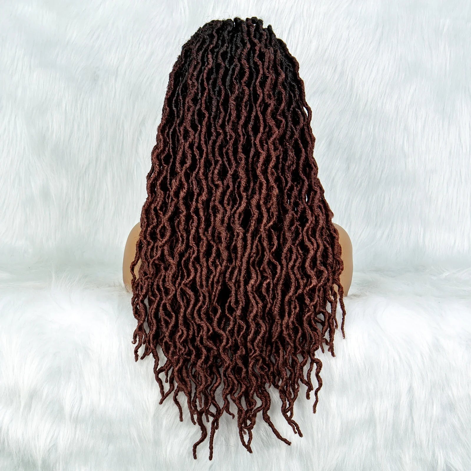 Perruque tressée sans nœuds avec pointes bouclées et cheveux de bébé | Perruque synthétique Lace Front pour femmes noires