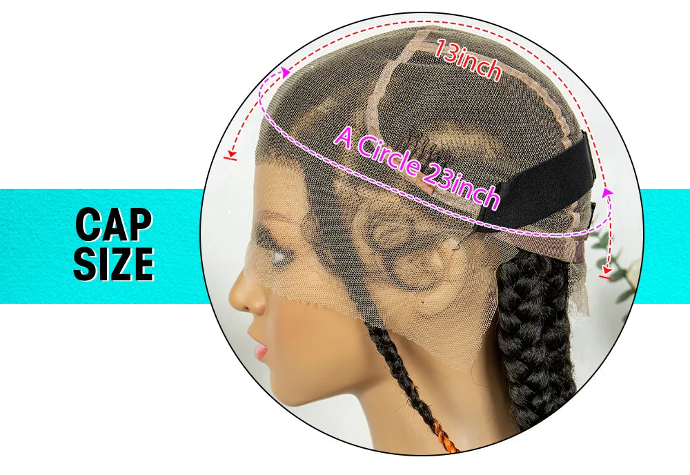 Perruque en dentelle complète tressée sans nœuds | Tresses africaines | Cheveux de bébé | Perruque tressée synthétique