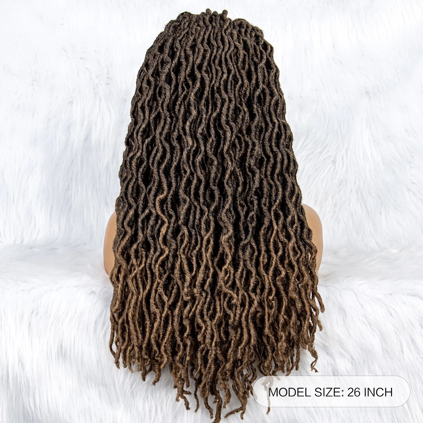 Perruque tressée sans nœuds avec pointes bouclées et cheveux de bébé | Perruque synthétique Lace Front pour femmes noires