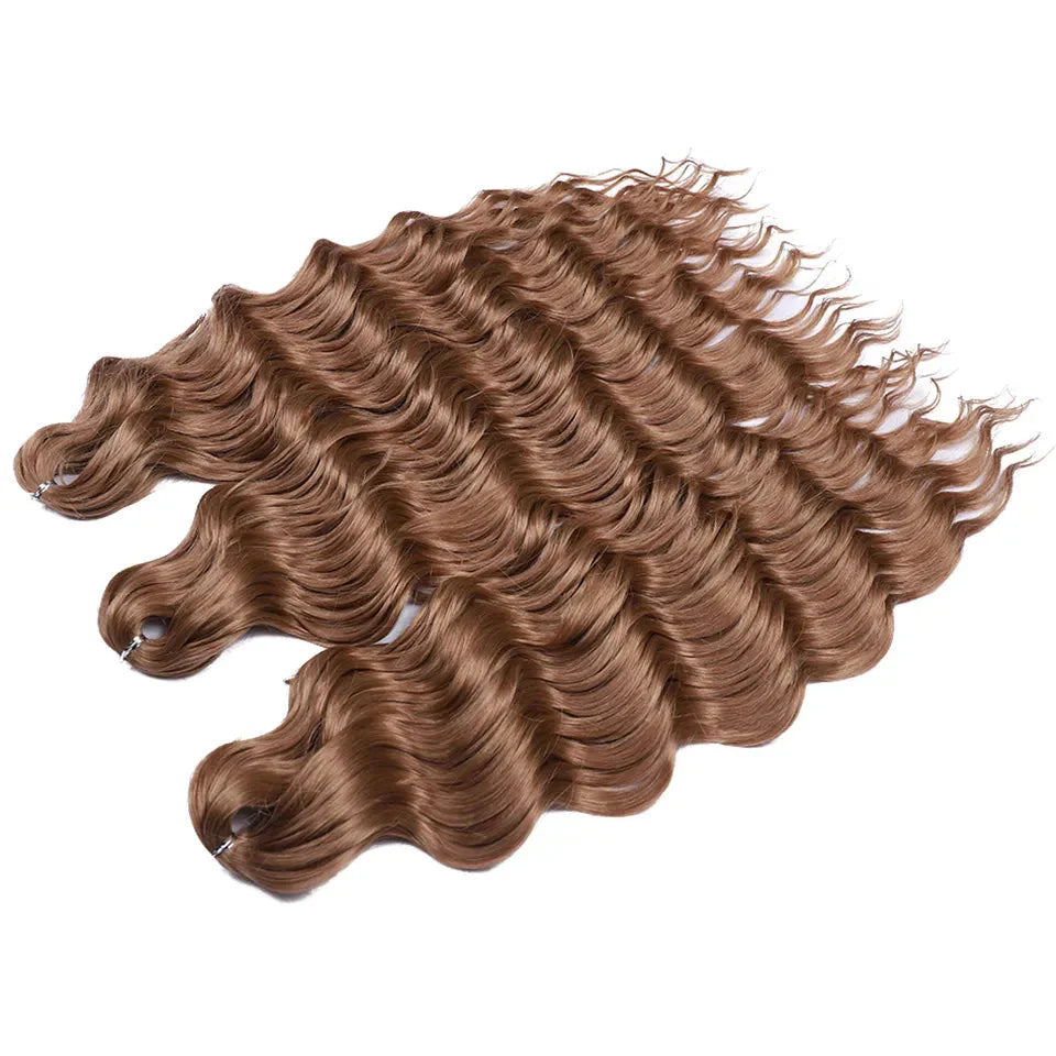 Cheveux au crochet torsadés orange de 24 pouces | Extensions de tresses synthétiques Deep Wave | Cheveux Water Wave | Fibre résistante à la chaleur | 60 mèches/paquet