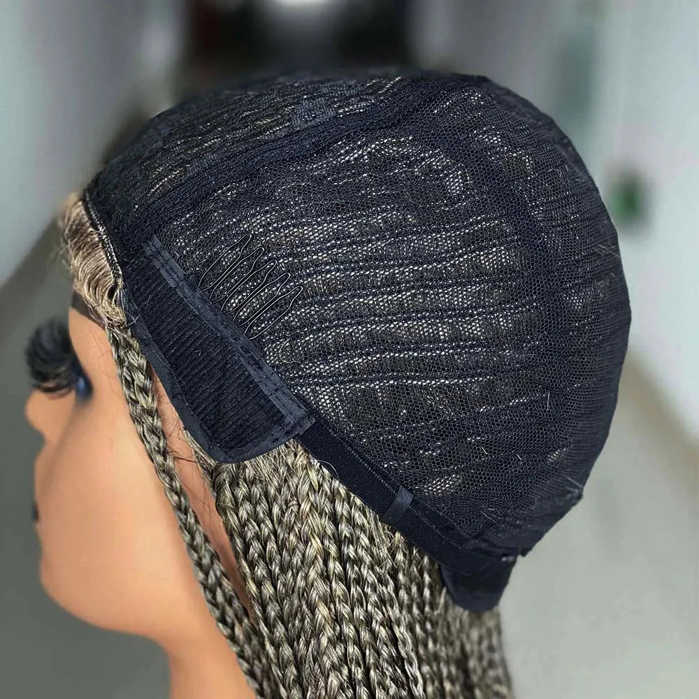 Perruque tressée dégradée de 26 pouces pour femmes noires | Longs cheveux tressés synthétiques pour cosplay | Perruques au crochet résistantes à la chaleur