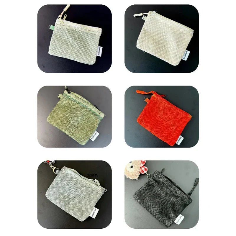 Trousses de maquillage de voyage | Nouvelle pochette à monnaie en maille et mini sac portable simple (sac carré polyvalent, porte-cartes à double fermeture éclair)