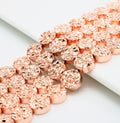 Natural Druzy Style Rose Gold Copper Color Hematite beads,Round Flat Coin Gemstone Beads,8mm/10mm/12mm, 15.5inch full strand,SKU#S98