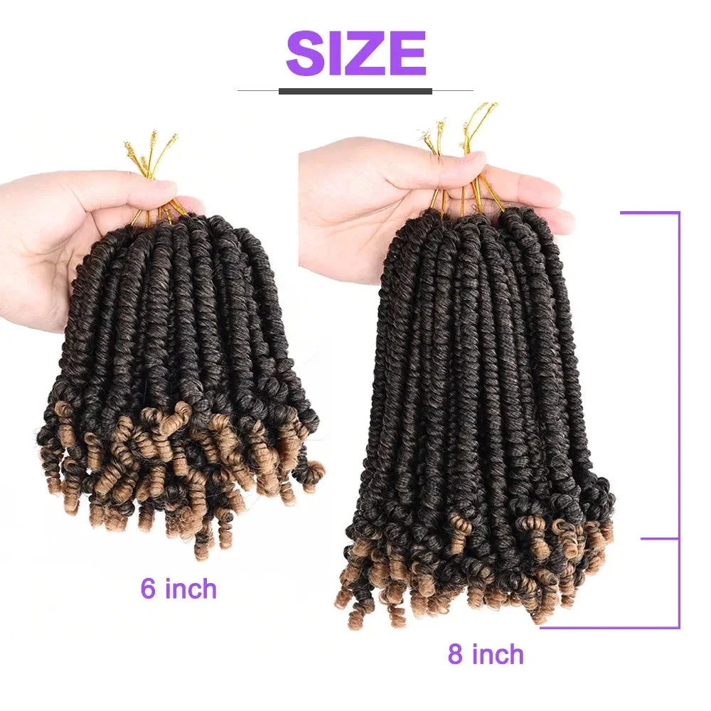 Tresses Bob Spring Twist au crochet | Tresses Passion pré-torsadées | Tresses pré-bouclées | 15-20 cm | 20 mèches/paquet