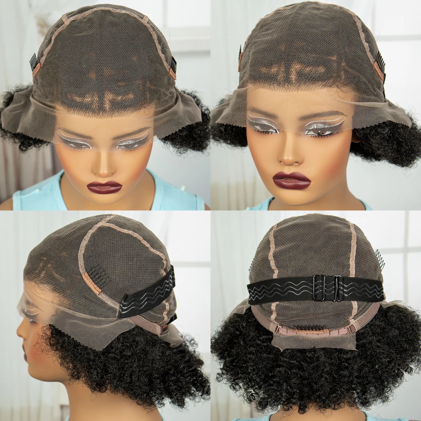 Perruque Afro Kinky Curly Tresses Collées Cornrows | Full Lace Transparente | Baby Hair