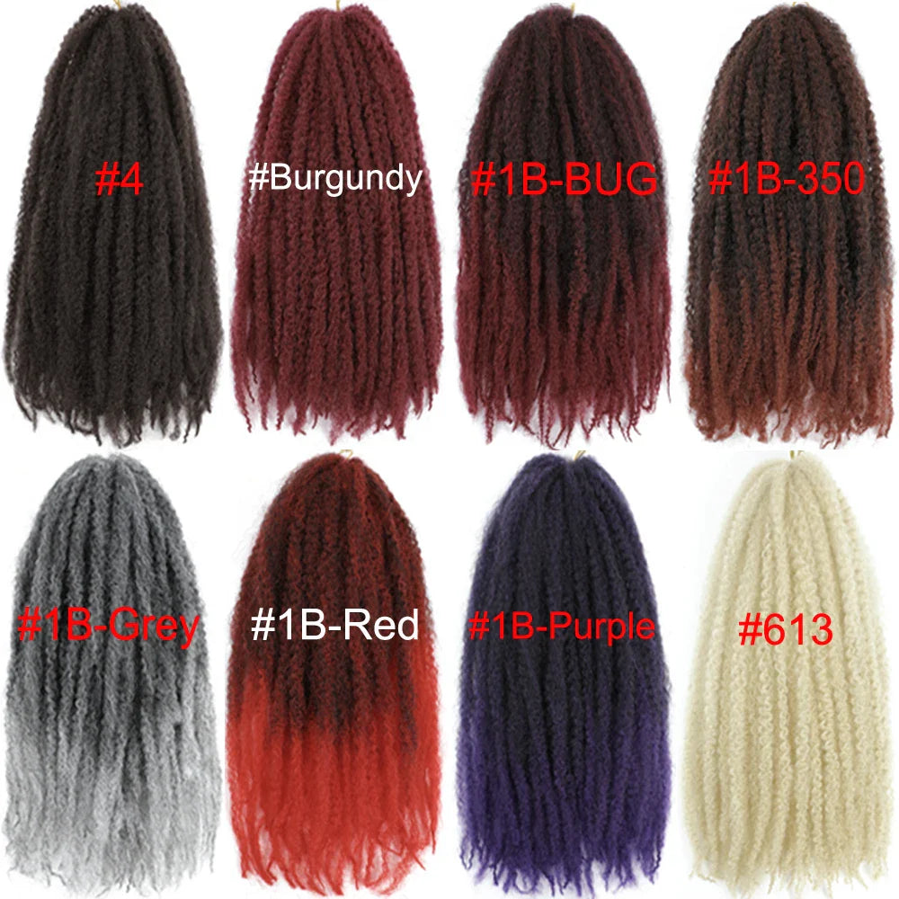Cheveux à tresser Marley Twist 18" | Tresses au crochet | Extensions de cheveux crépus Afro Twist | Couleurs Ombré | 30 mèches/paquet