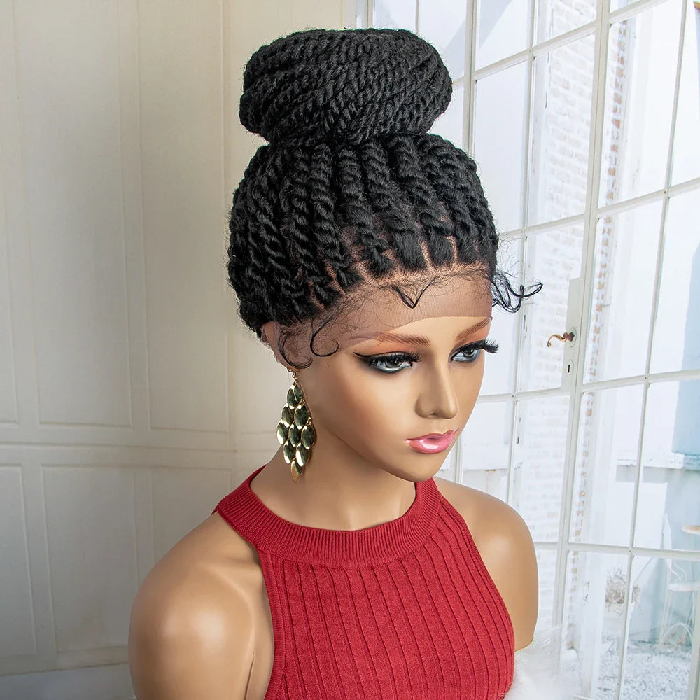Perruque tressée chignon nouvelle collection | Chignon haut lace front avec cheveux de bébé