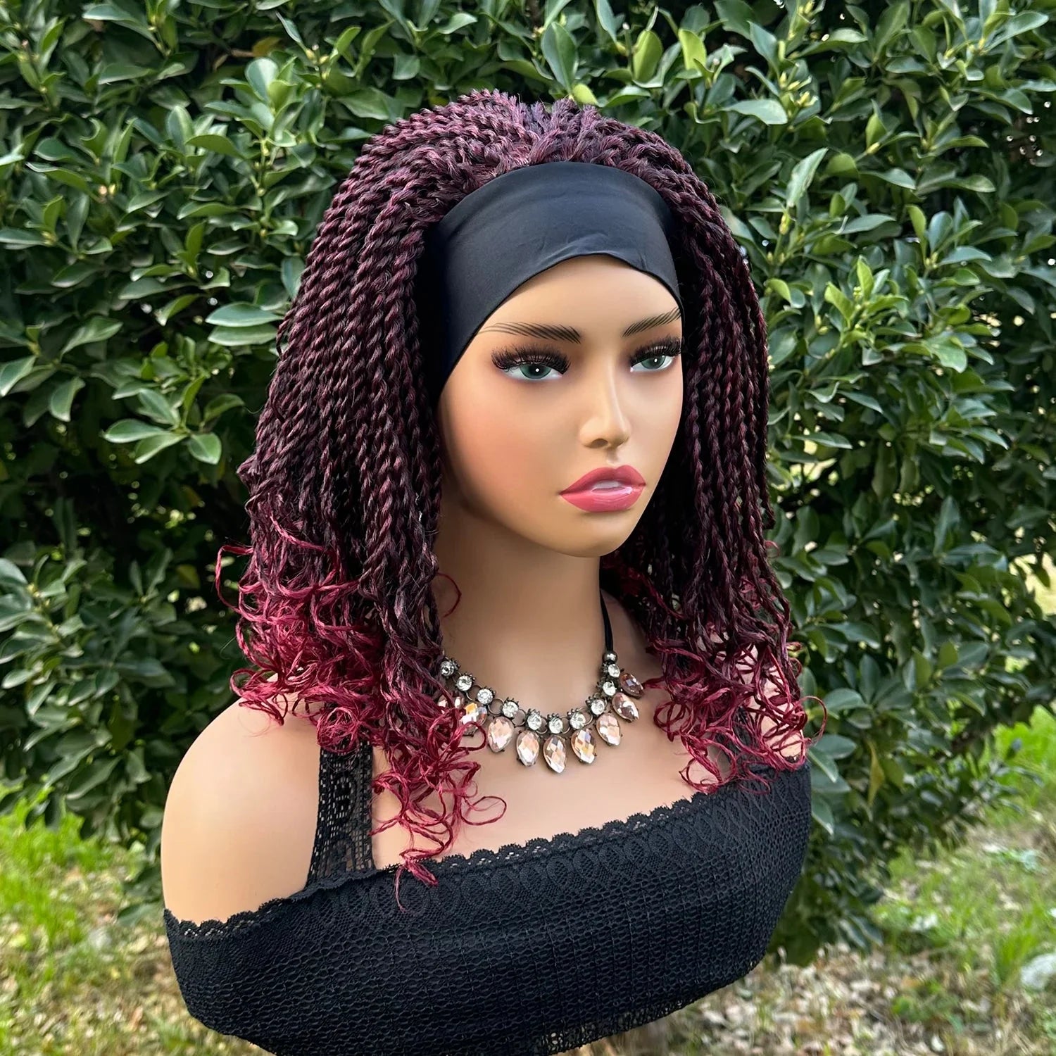Perruque Bandeau Tressé Torsadé 12" | Tresses Courtes au Crochet | Perruque Synthétique pour Femmes Noires