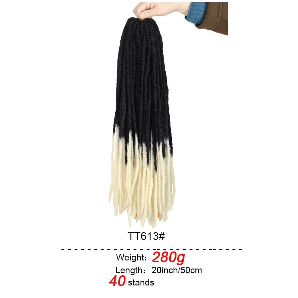 Cheveux au crochet Ombrés Souples de 20 Pouces (Dreadlocks) | Fausses locs Synthétiques Lisses pour Femmes Noires (Fibre Kanekalon)