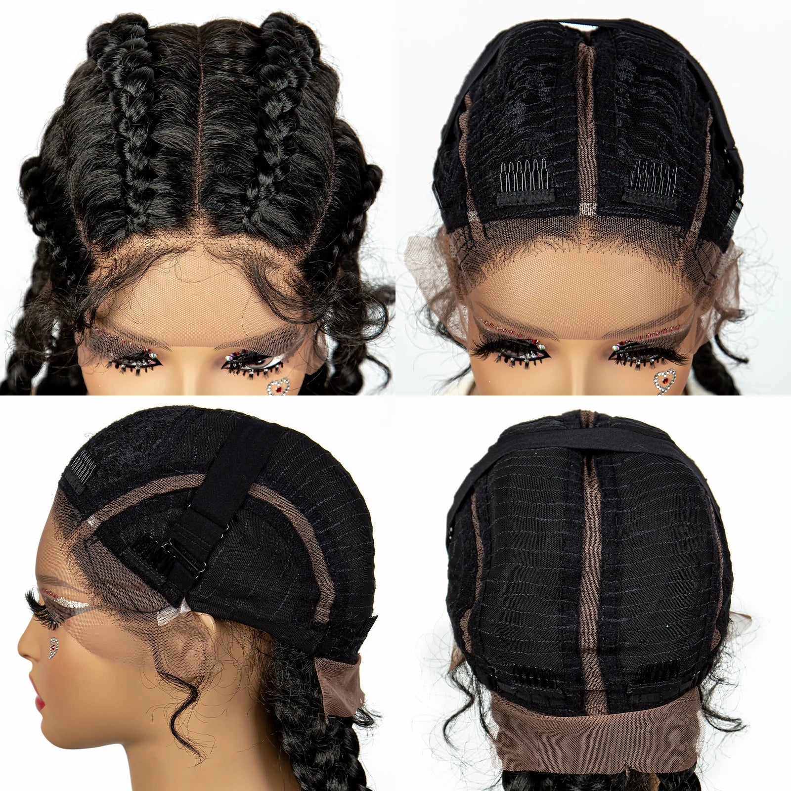 Perruque tressée de 36" 27/613 blonde cornrow | Tresses africaines frontales en dentelle | Perruque synthétique avec cheveux de bébé pour femmes noires