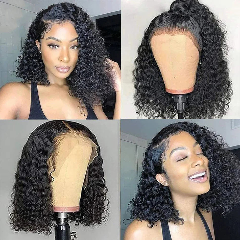 Perruque Bob Bouclée Crépue 12A | Perruque Frontale en Dentelle 13x4 Sans Colle | Cheveux Brésiliens Remy