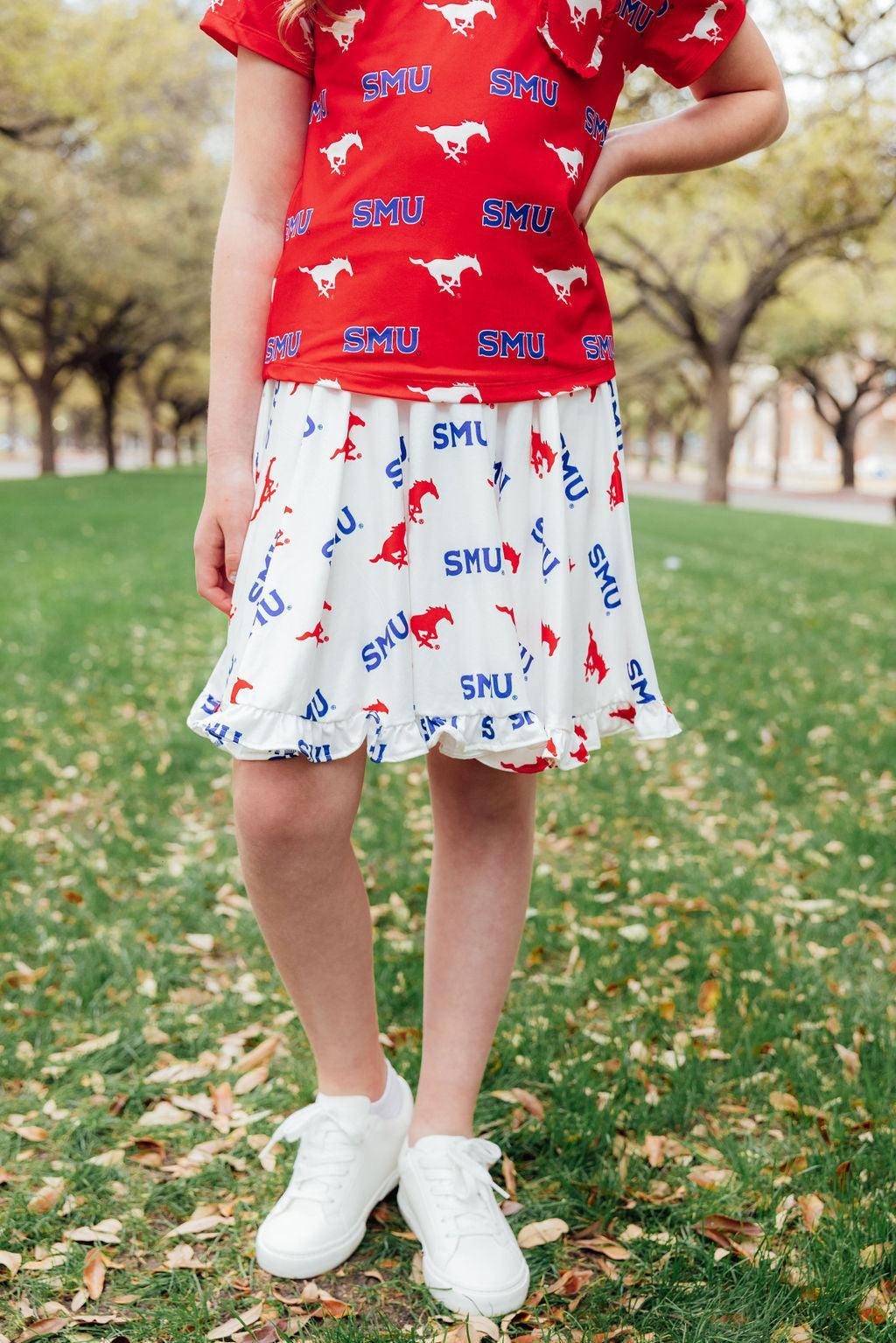 Jupe-short à volants SMU White Mustang