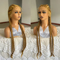 Perruque avant en dentelle torsadée sénégalaise de 32 pouces | 4 tresses collées | Avec des cheveux de bébé | Tresses synthétiques au crochet