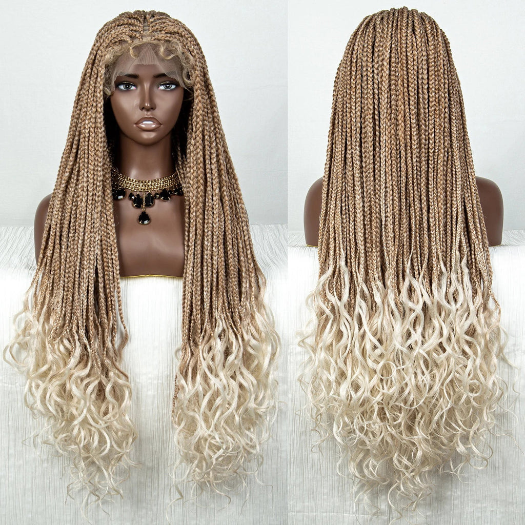 Perrue tressée Water Wave 36" | Dentelle frontale | Cheveux de bébé | Longues tresses