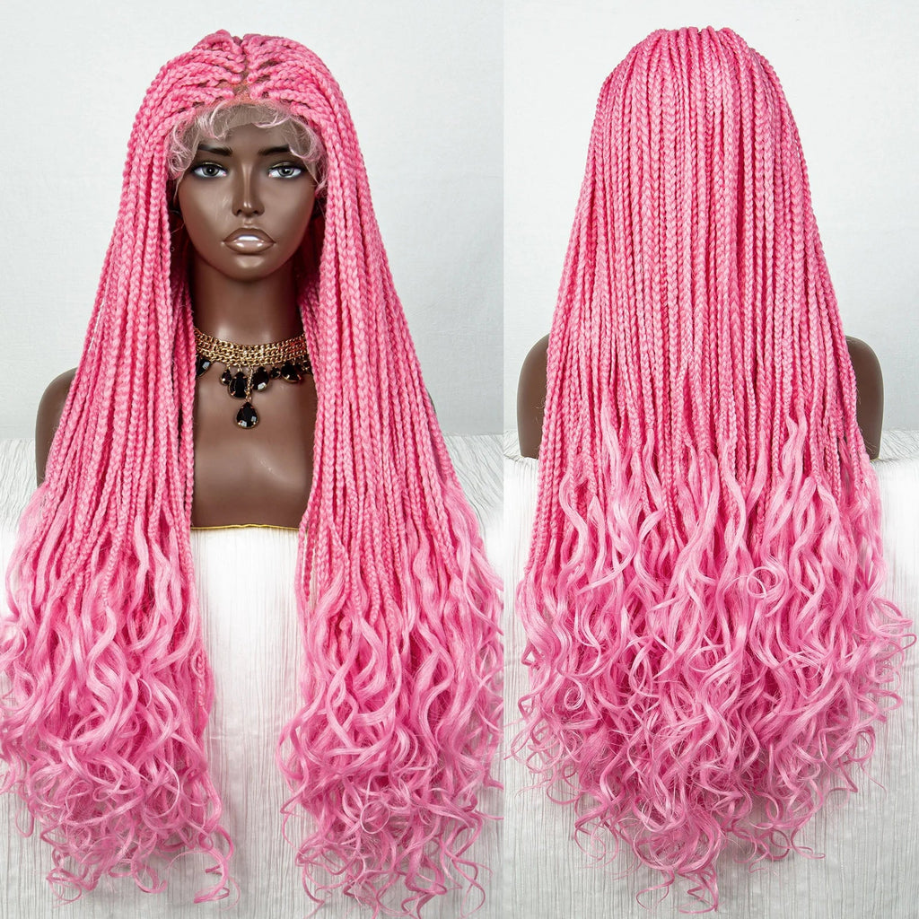 Perrue tressée Water Wave 36" | Dentelle frontale | Cheveux de bébé | Longues tresses