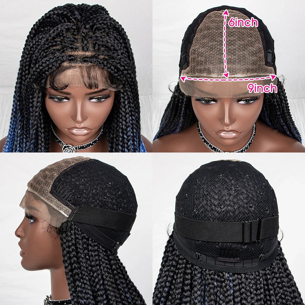 Perrue tressée Water Wave 36" | Dentelle frontale | Cheveux de bébé | Longues tresses