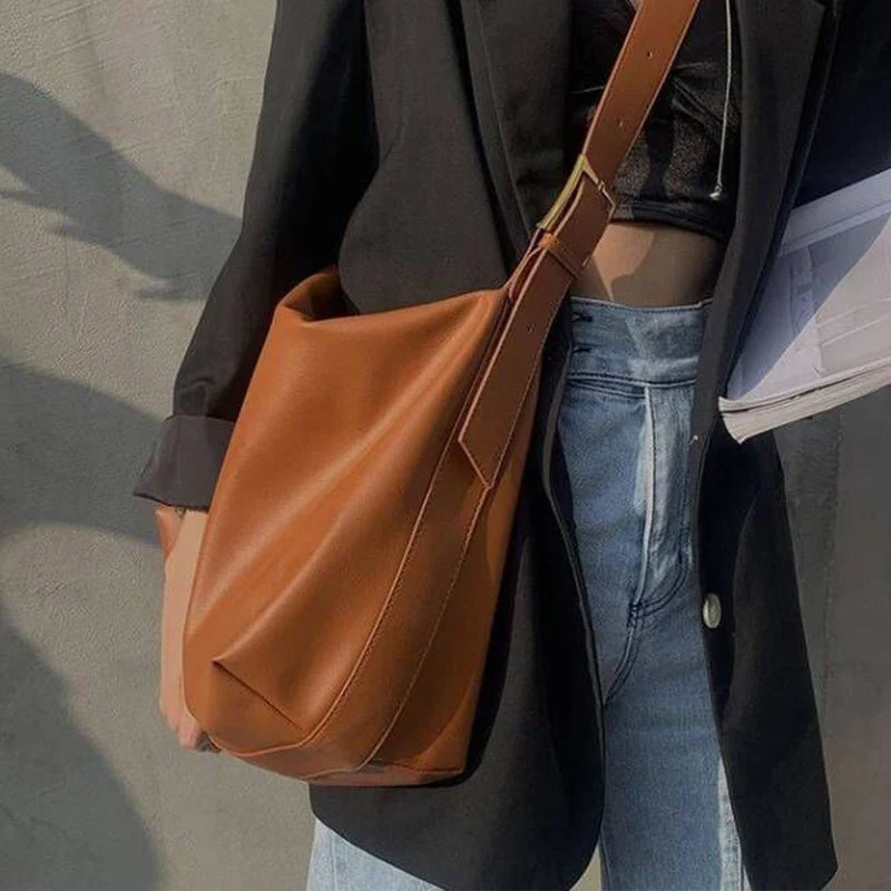 Sac à bandoulière vintage grande capacité | Sacoche souple en cuir à porter en bandoulière ou à l'épaule (Sac à main décontracté portable - Bolsa)