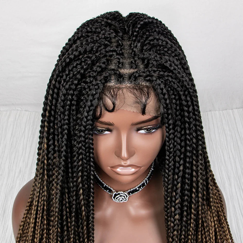 Perrue tressée Water Wave 36" | Dentelle frontale | Cheveux de bébé | Longues tresses