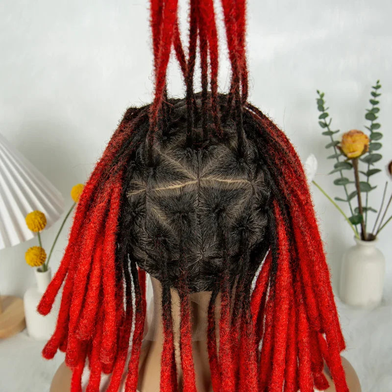 Perruque courte avec tresses africaines et nattes | Dentelle complète | Cheveux de bébé | Inspiration africaine