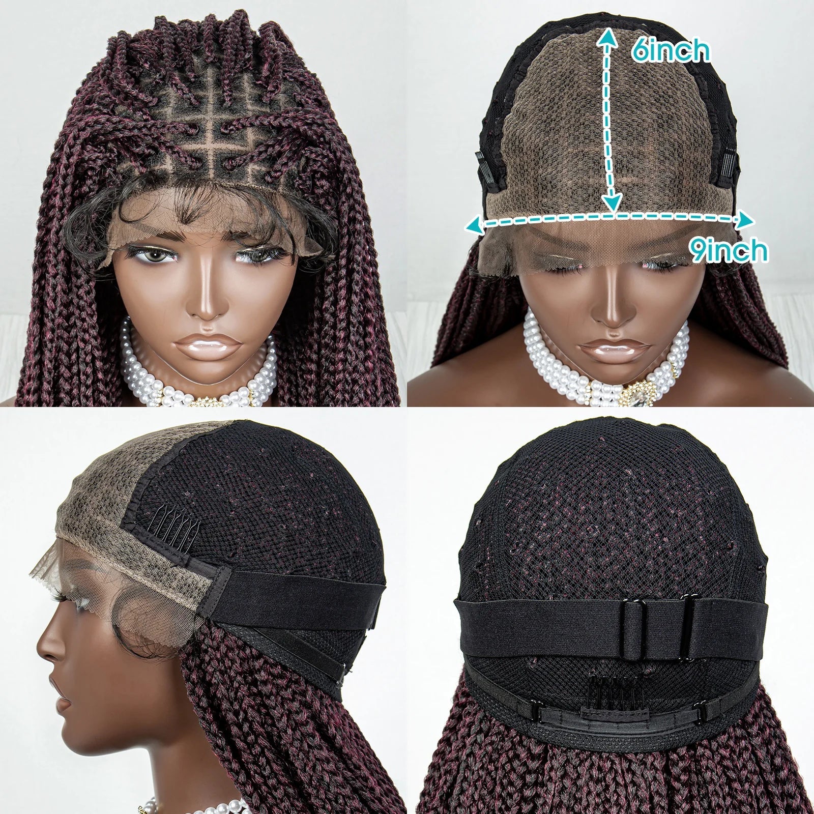 Perrue tressée Water Wave 36" | Dentelle frontale | Cheveux de bébé | Longues tresses
