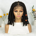 Perruque courte avec tresses africaines et nattes | Dentelle complète | Cheveux de bébé | Inspiration africaine