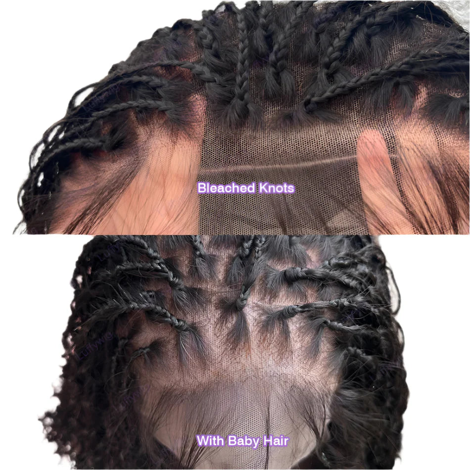 Perruque queue de cheval tresses sans nœuds bohèmes 26"+ | Dentelle complète HD | Cheveux naturels | Densité 300% | Baby Hair