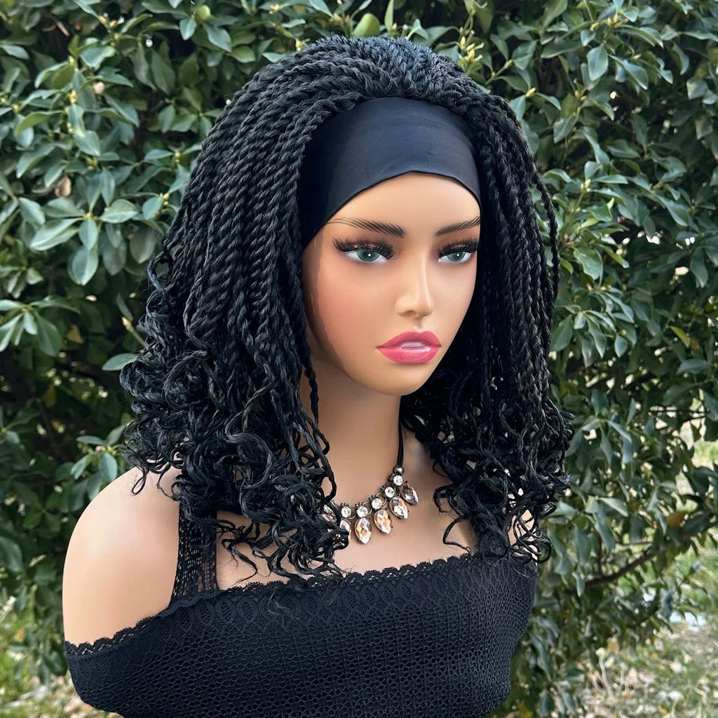 Perruque Bandeau Tressé Torsadé 12" | Tresses Courtes au Crochet | Perruque Synthétique pour Femmes Noires