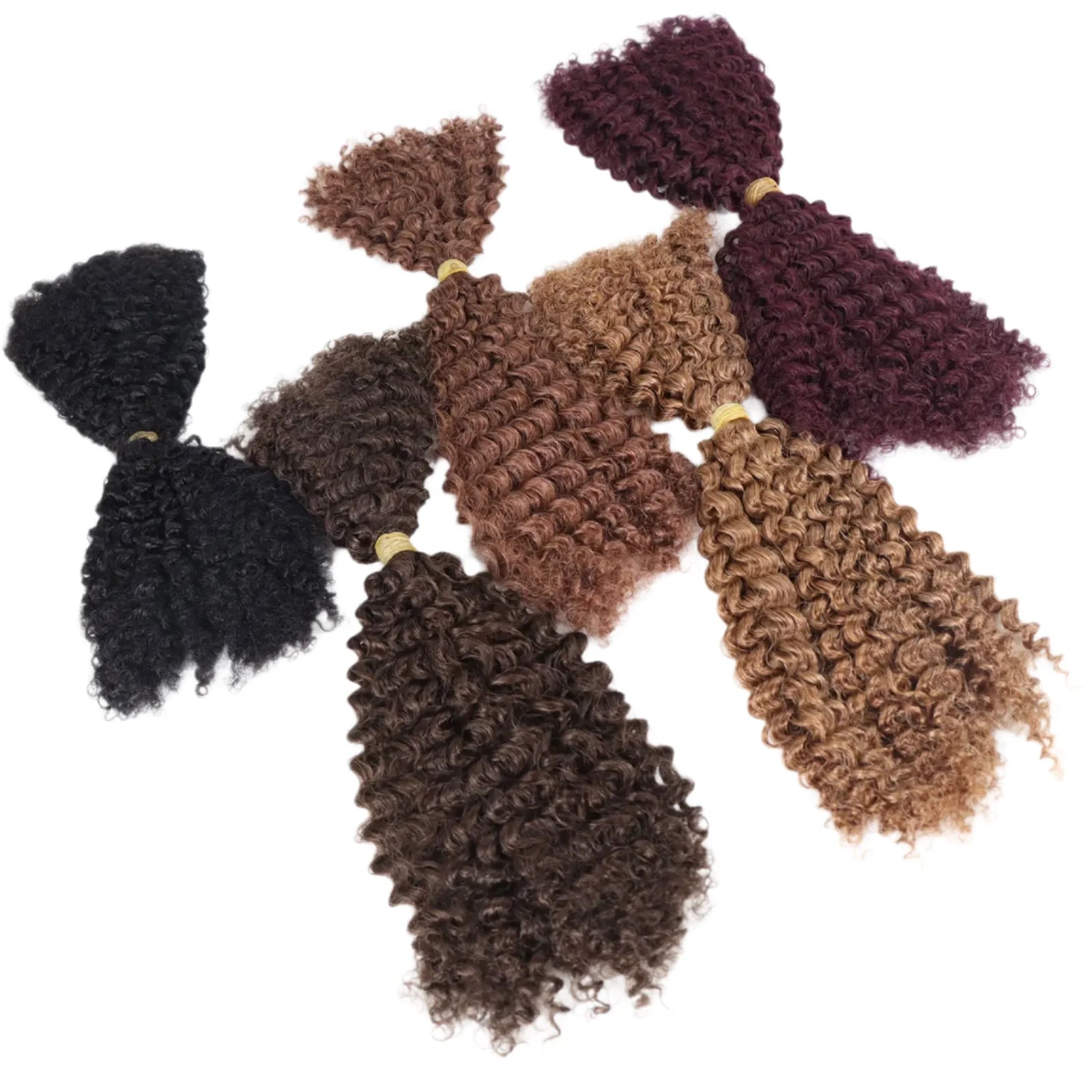 Extensions de Cheveux Humains Frisés Kinky Ombré Blond Miel | 50g Cheveux Péruviens en Vrac au Crochet (Sans Tissage, Double Drawn)