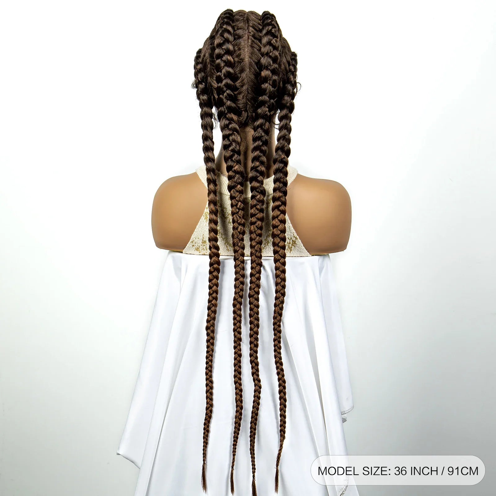 Perruque tressée de 36" 27/613 blonde cornrow | Tresses africaines frontales en dentelle | Perruque synthétique avec cheveux de bébé pour femmes noires