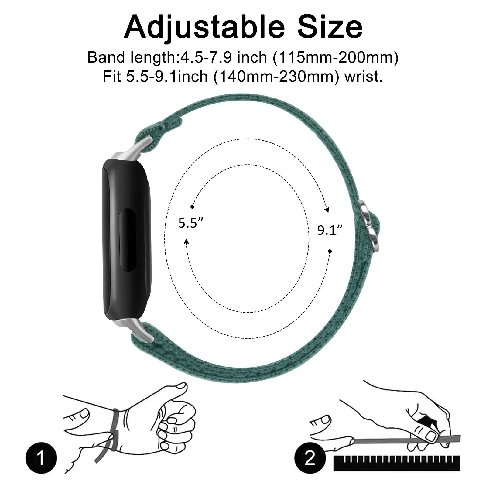 Fitbit Inspire 3, 2, 1, HR Nylon Band - Breathable Strap