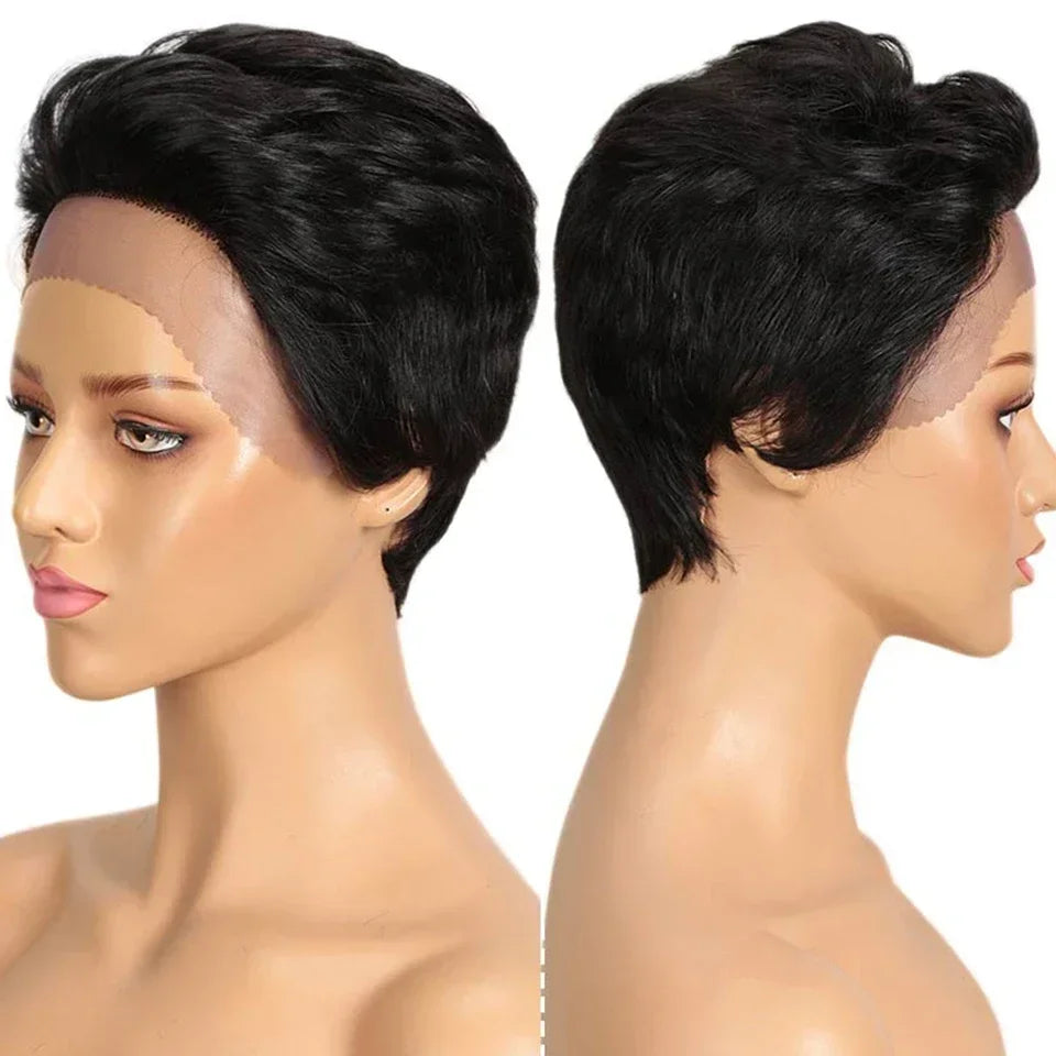 Perruque Lace Front Pixie Cut | Cheveux Humains Péruviens Courts et Raides pour Femmes Noires