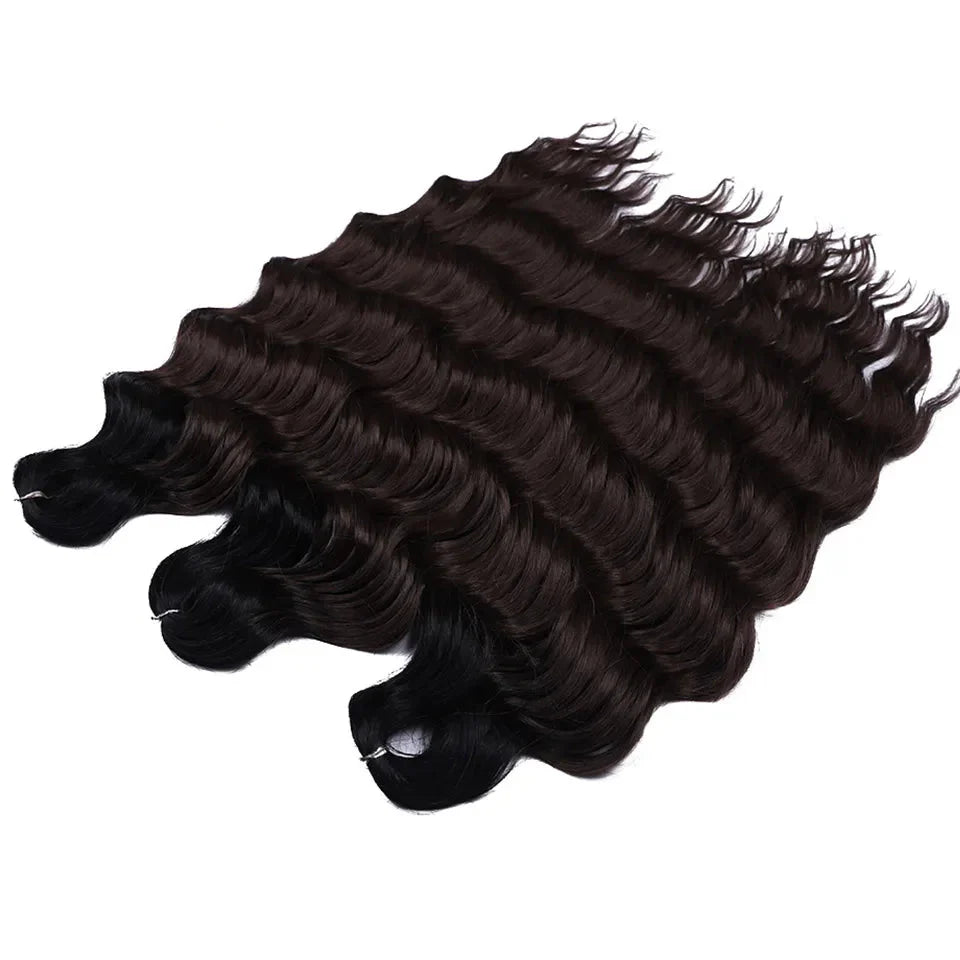 Cheveux au crochet torsadés orange de 24 pouces | Extensions de tresses synthétiques Deep Wave | Cheveux Water Wave | Fibre résistante à la chaleur | 60 mèches/paquet