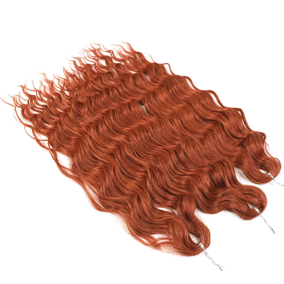 Cheveux au crochet torsadés orange de 24 pouces | Extensions de tresses synthétiques Deep Wave | Cheveux Water Wave | Fibre résistante à la chaleur | 60 mèches/paquet