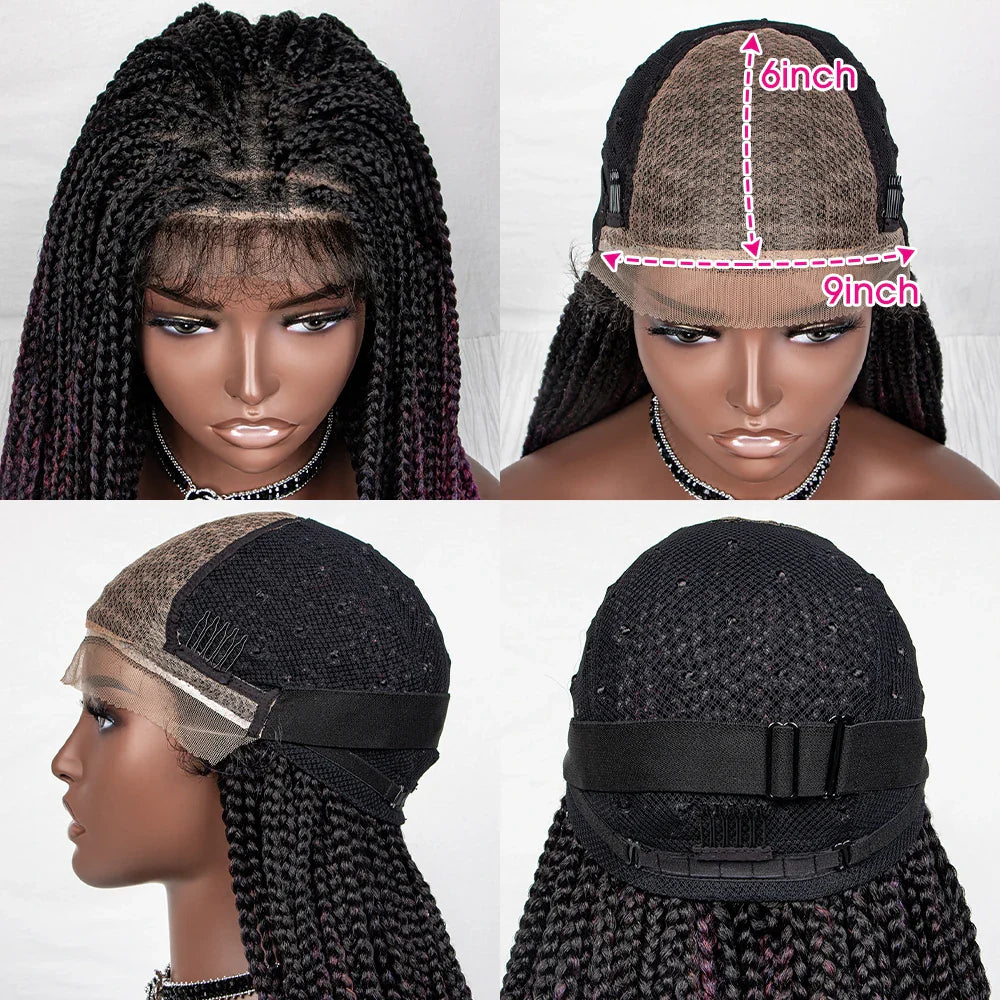 Perrue tressée Water Wave 36" | Dentelle frontale | Cheveux de bébé | Longues tresses